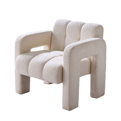NicBex Boucle Accent Chair,Upholstered Living Room Chairs with Mid-Height Backrest and Inverted U-Shaped Legs,Accent Chairs for Living Room,Beige