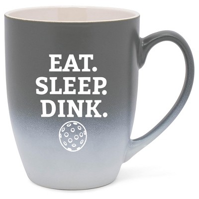 Elanze Designs Eat Sleep Dink Two Toned Ombre Matte Grey and White 12 ounce Ceramic Stoneware Coffee Cup Mug