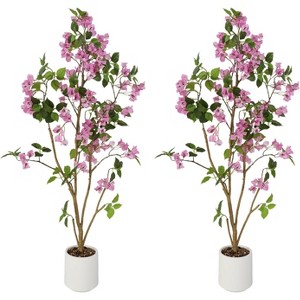2-Pack 4FT Artificial Bougainvillea Trees with Large Fake Flowers Indoor/Outdoor Faux Plant Decor for Weddings, Parties, Christmas, Porch, Patio - 1 of 4