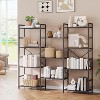 Acekool Triple Column 4-Tier Bookshelf, Adjustable Industrial Bookcase with 11 Open Shelves, Large Storage for Living Room, Bedroom, Office, Brown - 2 of 4