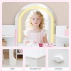 Kids Vanity with Lighted Mirror & Stool, Little Girls Vanity with Adjustable LED Light, Storage Drawer & Shelves for Girls 3-9 - 4 of 4