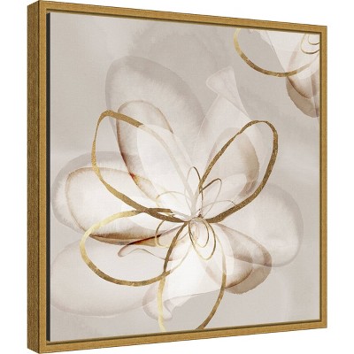16" x 16" Gold Framed Abstract Floral Canvas Wall Art
