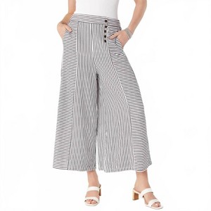 Women's Dahila Striped Textured Pants with Side Buttons - COCO + CARMEN - 1 of 3