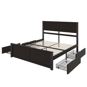 AMERLIFE Bed Frame with Headboard, Platform Beds with 4 Storage Drawers - 1 of 4