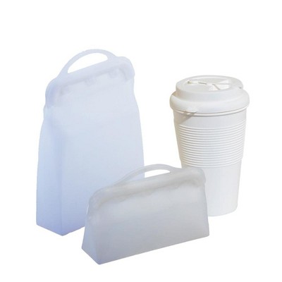Beach Day Set - 3 Pcs Silicone: Snack Bag, Tall Fruit Bag, Reusable Cup with Lid - Innovative Technology reusable
