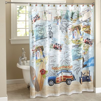 Lakeside Huntington Beach Bathroom Shower Curtain with 12-Ring Grommet Top