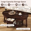 Vintage Oval/Round Coffee Table Cocktail Table Accent Table Sofa Side Table Center Table with Drawer/Sliding Door, Walnut/Beige+Espresso-ModernLuxe - 4 of 4