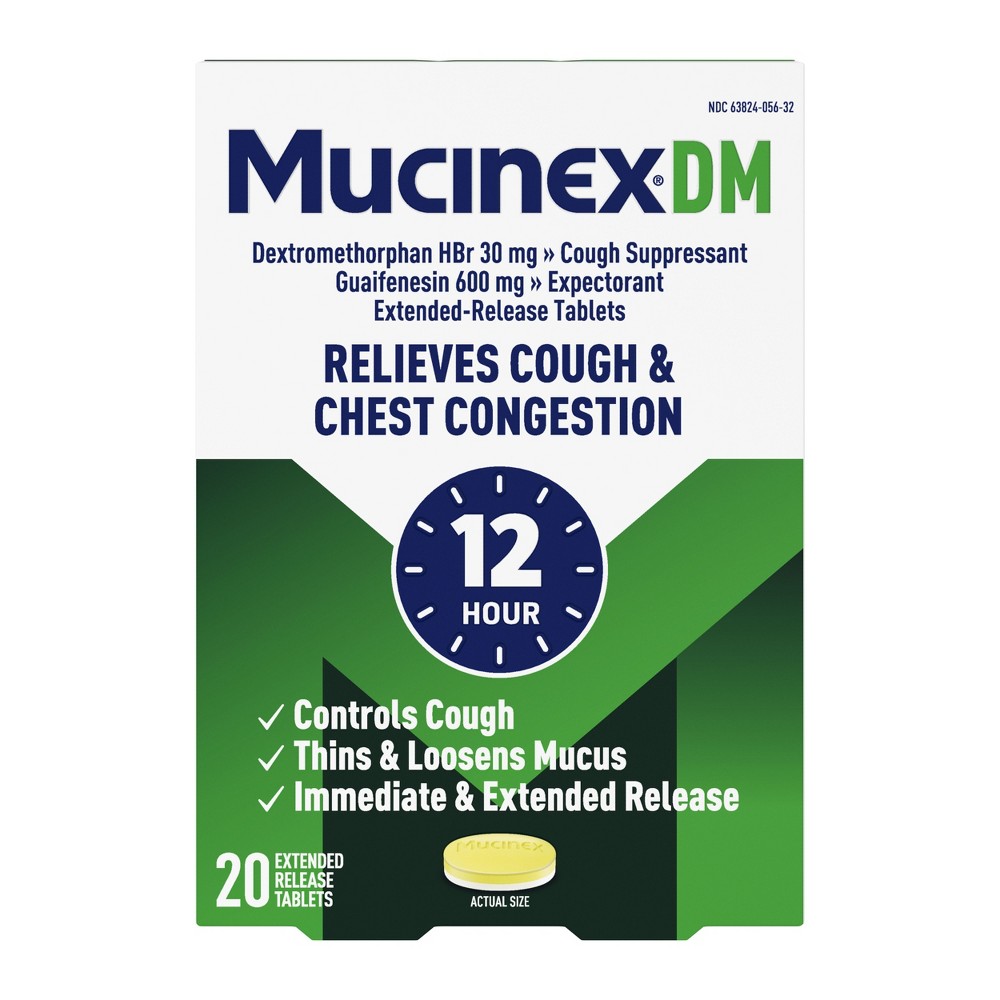 Mucinex DM 12 Hour Cough Medicine - Tablets - 20 ct: Contains Guaifenesin, 600 mg Strength, Unflavored