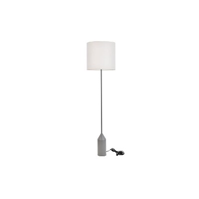 Adjustable Concrete Gray & White Iron Floor Lamp with Fabric Shade