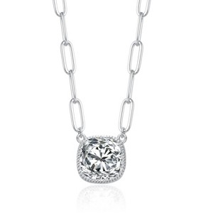 Guili Square Bezel Set Solitaire Necklace with a Brilliant Clear CZ Stone, Offering a Classic, Minimalist, and Elegant Jewelry Statement Piece - 1 of 2