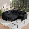 AZL1 Life Concept Sofas 2+3 Sofa Modern Pull Out Sofa Bed Linen Convertible Sofa Couch with Storage Chaise for Living Room, Black, 81.5"*81.5"*33" - 2 of 4