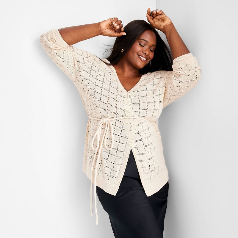 Women's Tie-Front Pointelle Cardigan - Future Collective™ with Jenny K. Lopez, 3 of 4