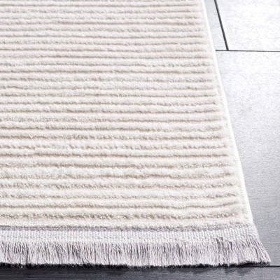 Ivory Hand-Knotted Synthetic Area Rug, 5'3" x 7'6"