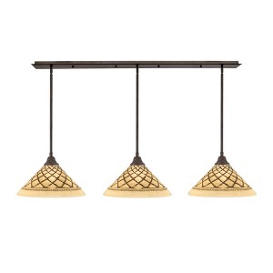 Toltec Lighting Any 3 - Light Chandelier in  Bronze with 16" Chocolate Icing Shade - 1 of 1