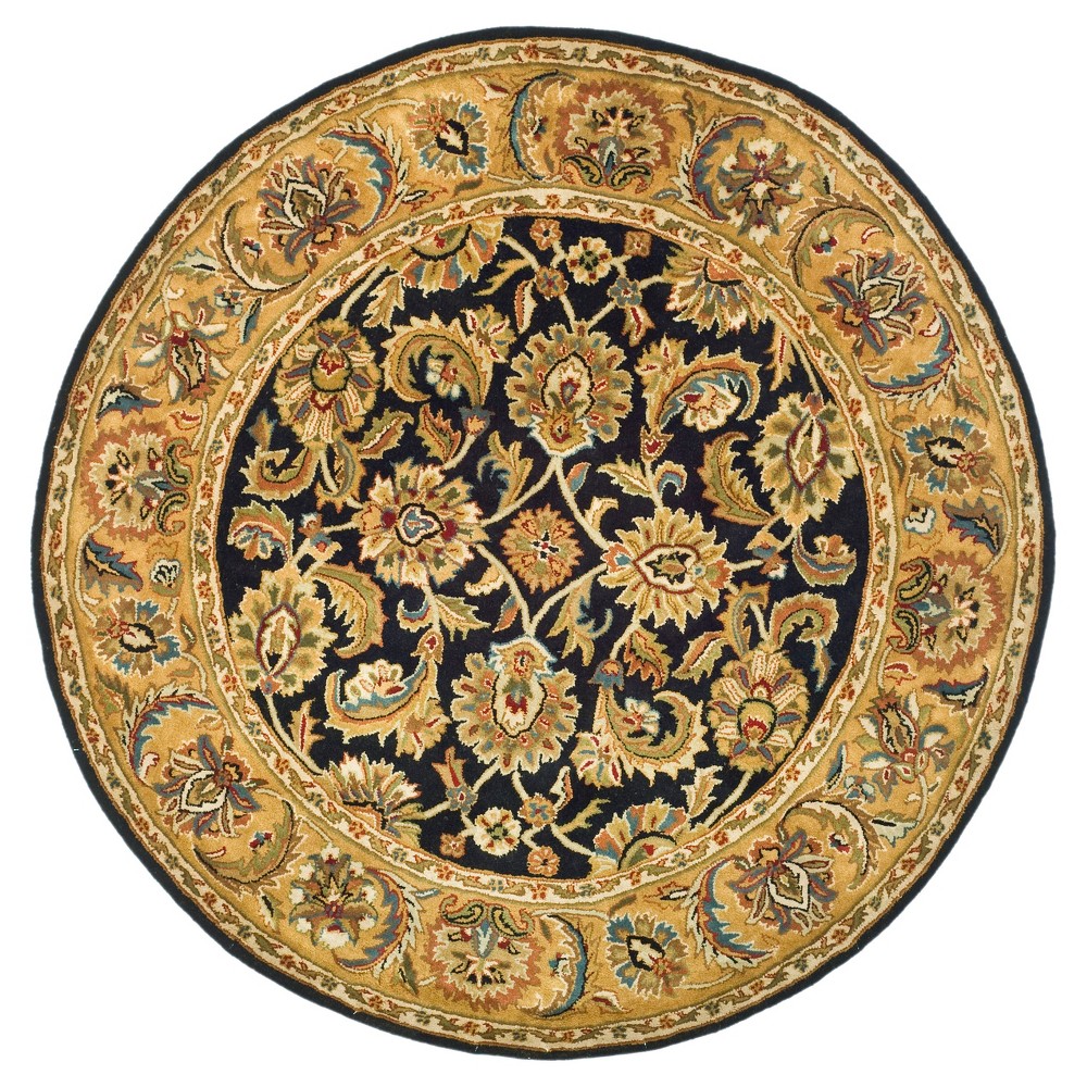 Black/Gold Floral Tufted Round Accent Rug 3'6in - Safavieh