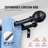 VEVOR Double Rod Curtain Rods, 36-72 inches(3-6ft) Adjustable Length, Black Double Curtain Rods with Round Finials, 1" and 3/4" Diameter, Black - 3 of 4