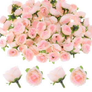Unique Bargains Silk Plastic Small Faux Rose Artificial Flower Heads 1.2 inch - 1 of 4