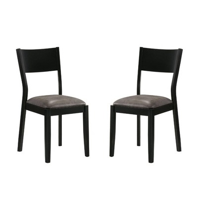 Simple Relax Set of 2 Leatherette Dining Chairs in Black and Gray