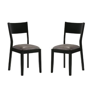 Simple Relax Set of 2 Leatherette Dining Chairs in Black and Gray - 1 of 4