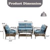 MOONMISS Patio 4 piece sectional low dining conversation sofa set- KD rattan wicker outdoor garden furniture corner sofa set with cushion - 2 of 4