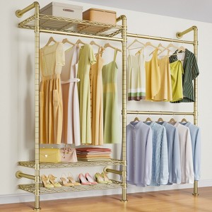 Timate F2 Industrial Pipe Clothes Rack Wall Mounted Clothing Rack, Expandable Garment Rack Heavy Duty Wardrobe Closet, Industrial Closet Kit - 1 of 4
