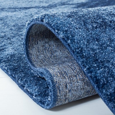 6' Round Light Blue and Blue Abstract Shag Rug