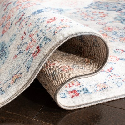 Blue Rectangular 3' x 5' Stain-Resistant Synthetic Area Rug