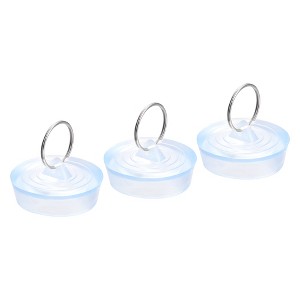 Unique Bargains Rubber Clear Hanging Ring Bathtub Kitchen Drain Stopper 3 Pcs - 1 of 4