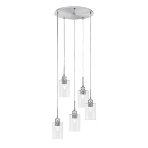 Toltec Lighting Edge 5 - Light Pendant in  Brushed Nickel with 4" Clear Bubble Shade - 1 of 1