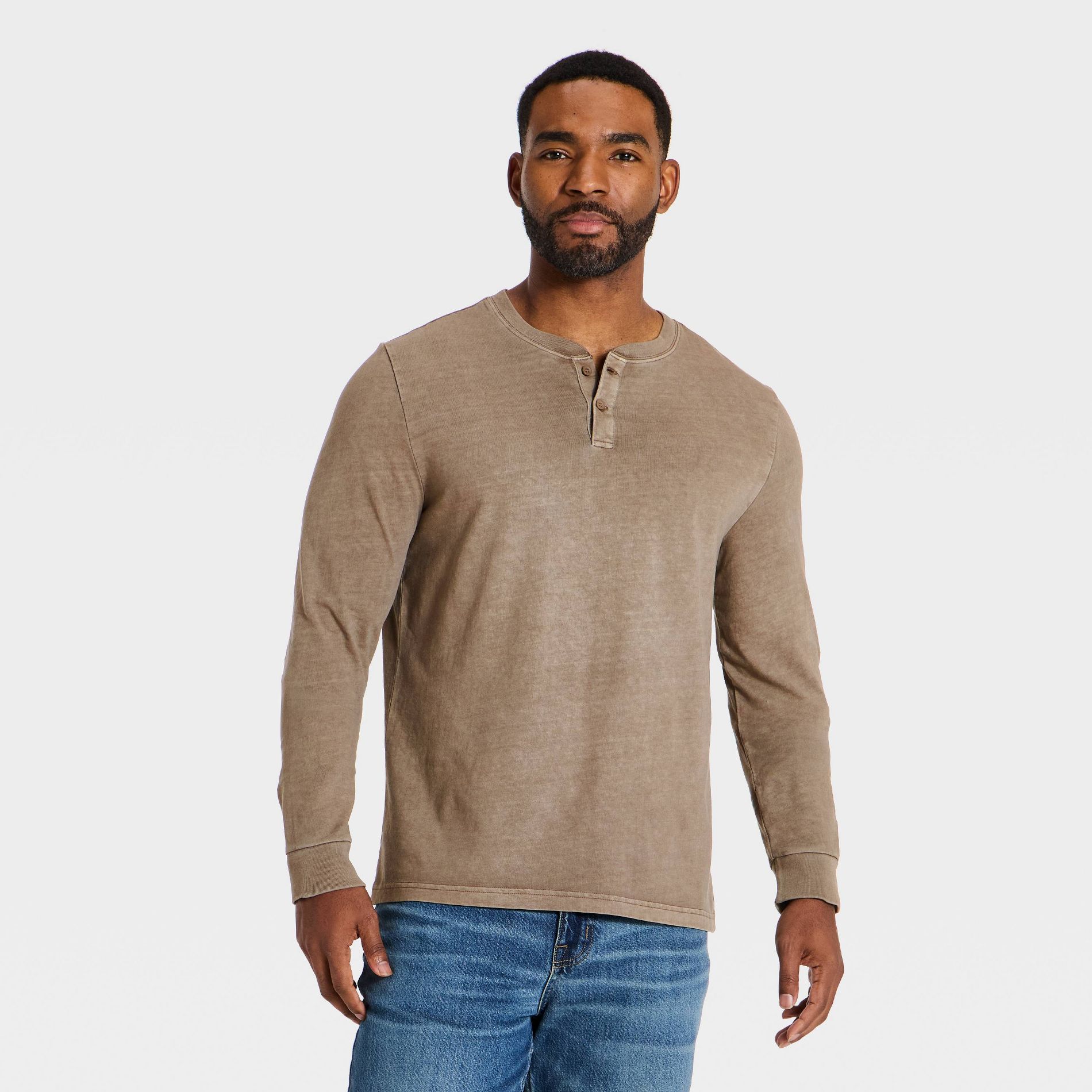 Men's Vintage Long Sleeve Lightweight Texture Henley Shirt - Goodfellow & Co™