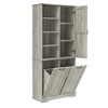 Ridstar 68 in. H Flip-out Laundry Basket Bathroom Storage Cabinet with Multiple Storage Spaces, Drawers & Doors-Dark Gray - 3 of 4