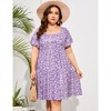 LXT- Women's Plus Size Square Neck Ruffle Sleeve Flowy Floral Summer Midi Dress with Pockets - 2 of 4
