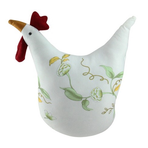 Northlight 12" White, Soft Green, and Yellow Floral Rooster Chicken Spring Decoration - image 1 of 4