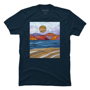 Men's Design By Humans Beach Landscape Stain Glass By Maryedenoa T-Shirt - 1 of 4