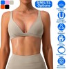 NPolar "Women’s Deep V-Neck Sports Bra with U-Shaped Back, Removable Pads, Strappy Open Back for Gym Yoga" Small White - 3 of 4