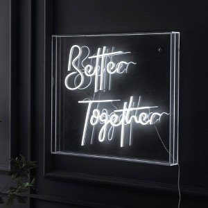 23.6" x 20" Better Together Glam Acrylic Box LED Neon Light USB - JONATHAN Y: Modern Decor, Integrated Bulb - 1 of 4