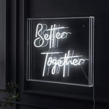 23.6" x 20" Better Together Contemporary Glam Acrylic Box USB Operated LED Neon Light White - JONATHAN Y