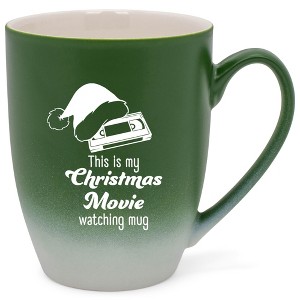 Elanze Designs This Is My Christmas Movie Watching Mug Two Toned Ombre Matte Green and White 12 ounce Ceramic Stoneware Coffee Cup Mug - 1 of 4