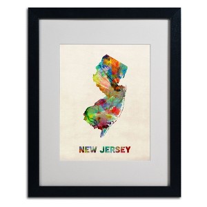 Trademark Fine Art-Michael Tompsett 'New Jersey Map' Matted Framed Art - 1 of 4
