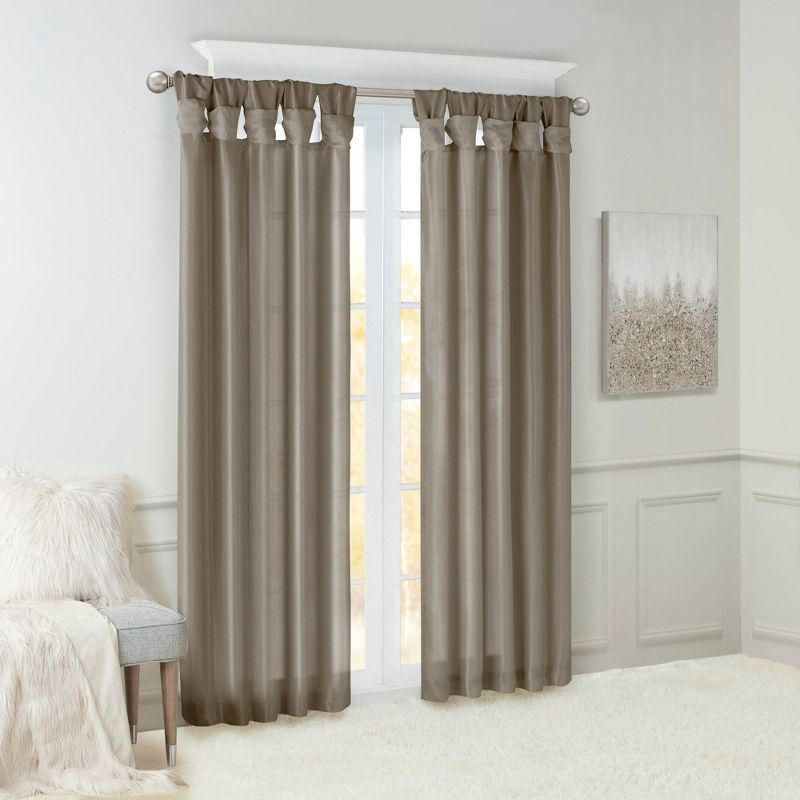 Lillian Twisted Tab Light Filtering Lined Curtain Panel, 3 of 13