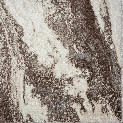 Brown and Off-White Abstract Marble 4x5 Area Rug