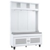 5-in-1 Hall Tree Storage Bench with Comfort Cushion and Shutter-Shaped Doors - 4 of 4