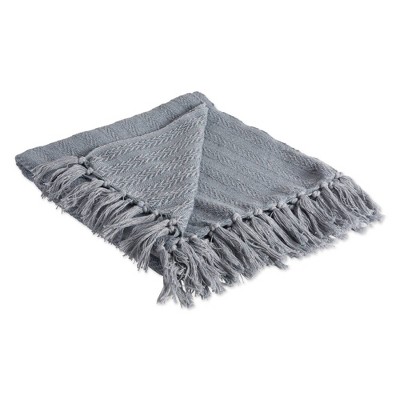 50"x60" Solid Textured Throw Blanket Gray - Design Imports: Cotton, Hypoallergenic, Machine Washable
