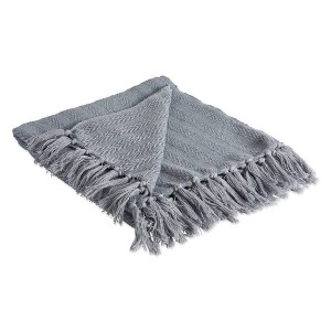 50"x60" Solid Textured Throw Blanket Gray - Design Imports: Cotton, Hypoallergenic, Machine Washable - 1 of 4