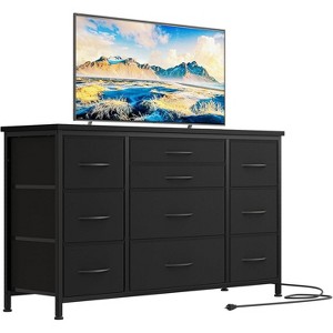 Wide Dresser with 10 Large Drawers for 55'' Long TV Stand with Power Outlet Entertainment Center, for Bedroom, Closet, Entryway, Sturdy Metal Frame - 1 of 4