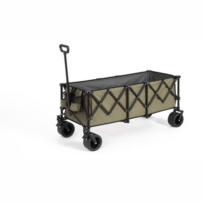 Grungis Foldable Extended Wagon Cart,Shopping Cart with Big All-Terrain Beach Wheels & Drink Holders,Utility Cart for Camping,Shopping