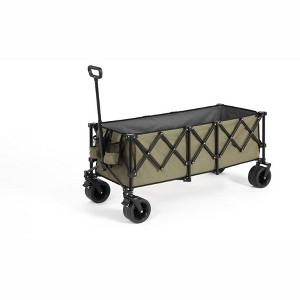 Grungis Foldable Extended Wagon Cart,Shopping Cart with Big All-Terrain Beach Wheels & Drink Holders,Utility Cart for Camping,Shopping - 1 of 4
