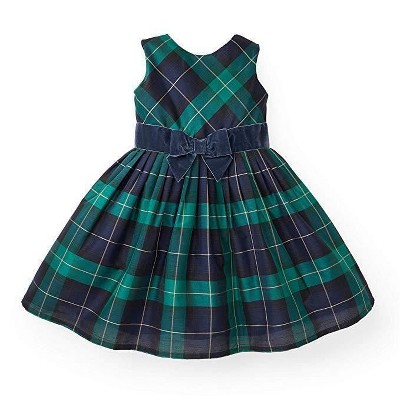 Hope & Henry Girls' Taffeta Party Dress (Green Plaid, 2T)