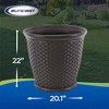 Suncast Sonora 22" Plastic Wicker Indoor or Outdoor Decorative Garden Flower Planter for Entryways, Porch, and Backyard Patios, Dark Brown (4 Pack) - 3 of 4