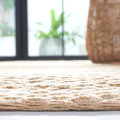 Natural 7' Square Handwoven Jute Area Rug
